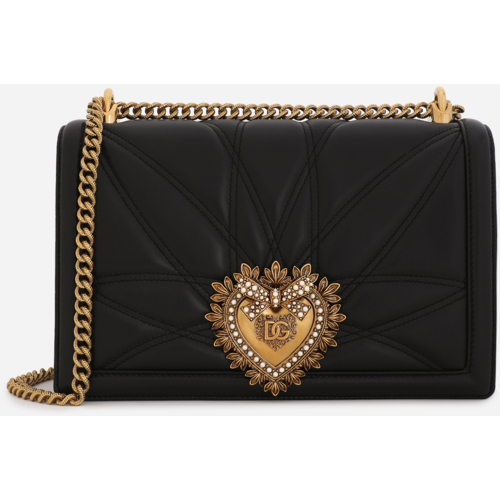 Dolce & Gabbana Large Devotion Bag In Quilted Nappa Leather - Woman Shoulder And Crossbody Bags Black Leather Onesize