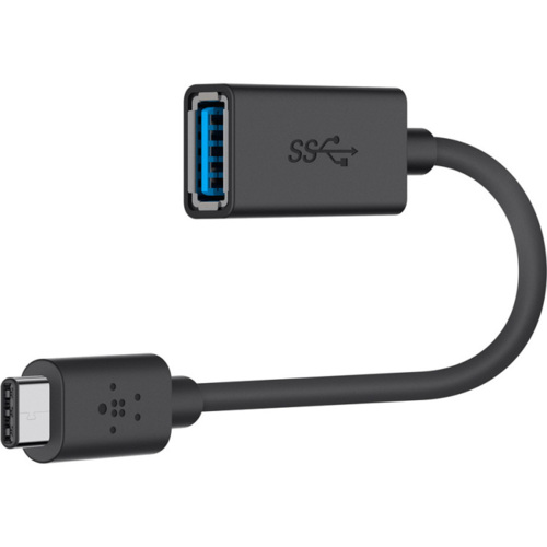 Belkin F2CU036btBLK USB 3.0 USB-C Naar USB-A Adapter (USB-IF-gecertificeerd, 5 Gbps, Compatibel Met MacBook, MacBook Pro), Zwart